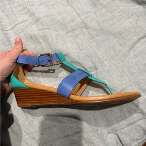 Coach “velvet” vachetta leather wedge size 8.5